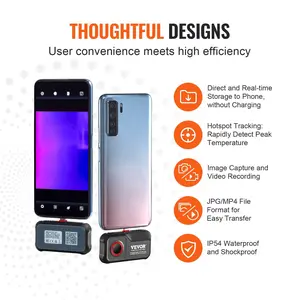 VEVOR Thermal Imaging Camera for Android, 256 x 192 IR Resolution Infrared Thermal Imager with Visual Camera, 25Hz Refresh Rate Thermal Camera for Smartphone/Tablet, -4-1022 ° F Temperature Range, IP54