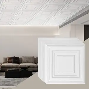 VEVOR Ceiling Tiles, 12-Pack 24x 24 in, Drop Ceiling Tiles Premium PVC Sheet, Easy Installation/ Cutting Plastic Glue-up Ceiling Tile, Ceiling Covering for Home/Office Decoration, White Peg Pattern
