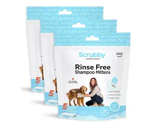 Scrubby Pet 15-Pk Rinse Free On-the-Go Shampoo Pet Mittens