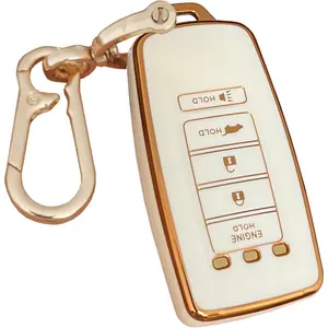 TPU for Acura Key Fob Cover with Keychain Keyless Entry Remote Control Key Fit for Acura ILX MDX RDX RLX TLX Smart Key Shell (White, 5-Buttons)