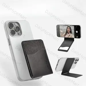 Slim Compact Leather Magnetic Wallet - 68g Smooth Leather Card Storage, Hinge Stand, Selfie Function, Mobile/Cellphone Tech Accessory, Stylish Everyday Fashion Accessory, Tech Accessories, Stylish Accessories