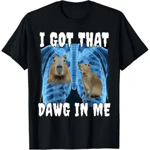 Wild Vibe Capybara Print Short-Sleeve Cotton T-Shirt for Summer Casual Daily Wear
