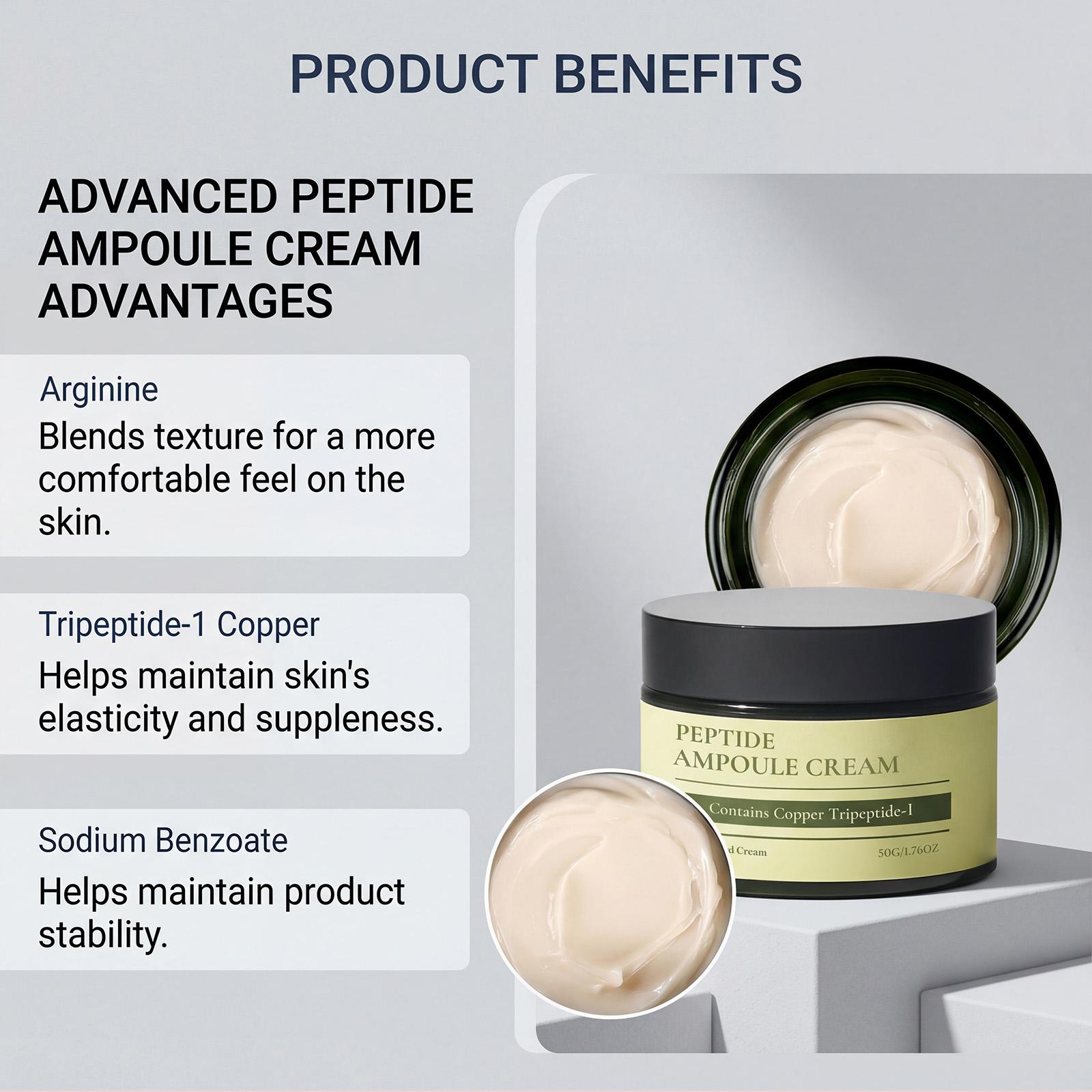 Peptide Ampoule Face Cream with Adenosine Lavander Oil Fine Line Treatment Moisturizing Elastin Boost Korean Skincare (1.69 fl oz)