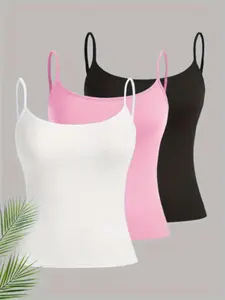 Women's Solid Adjustable Strap Cami Top, Casual Comfy Cami, Casual Sleeveless Spaghetti Strap Top for Summer, Ladies Clothes for Daily Wear