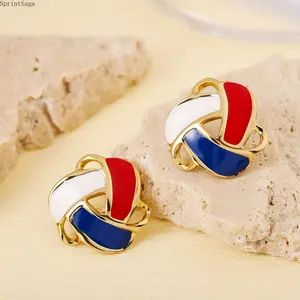 Unisex Red White & Blue Independence Day Stainless Steel Stud Earrings, Eco‑Friendly Fade‑Resistant Jewelry, Ideal Daily Wear & Holiday Gift for Friends