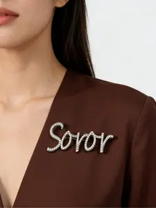 Glitter Greek Sorority Pin Jewelry White Pearl Letter Soror Brooch for Women Graduation Alloy Jewelry Gift