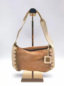 Pre-owned Loewe Canvas Shoulder Bags Khaki Faux Fur Shoulder Bag