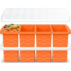 Freezer Tray for Soup with Lid - 1-Cup Soup Container Style Ice Cube Trays for Freezer, Meal Prep &  Storage, Freeze 250mL/125mL Portions - 2 Pack