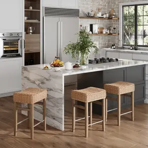 Seagrass Counter Height Bar Stools Brown (Set of 3)