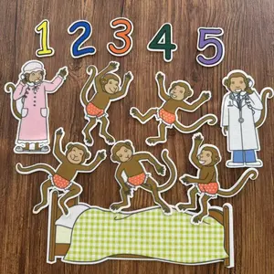 Five Little Monkeys Felt Board Set, Interactive Teaching Tool for Kids Songs, Fun Classroom Props, Educational Learning Aid, Learning Materials