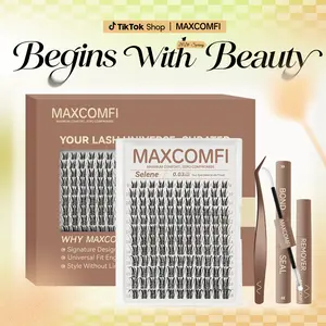 MaxComfi Fluffy False Eyelashes - SELENE Luna & APHRODITE Styles, Gentle Manga Cluster Lashes, Waterproof, Long-Lasting, Super Soft, Thinner Band, Beginner-Friendly DIY Makeup for Natural Daily Voluminous Look Summervibes