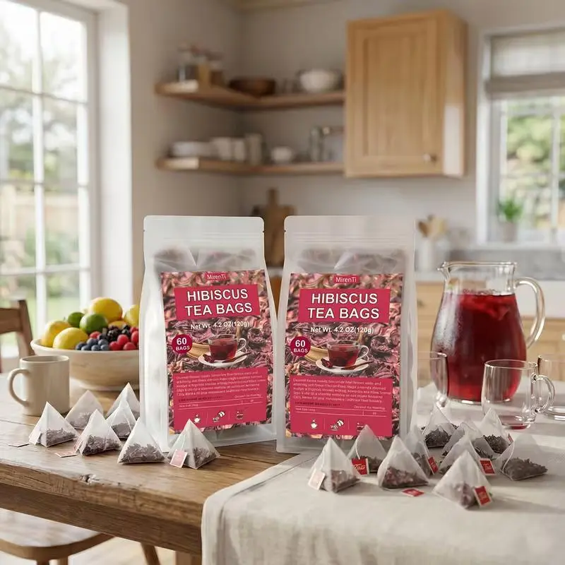 Hibiscus Tea Bags, 60 Count or 120 Count, Caffeine-Free Herbal Tea Bags, Tart & Refreshing Hibiscus Flower Tea for Hot or Iced Drinks, Individually Packed Daily Tea Bags