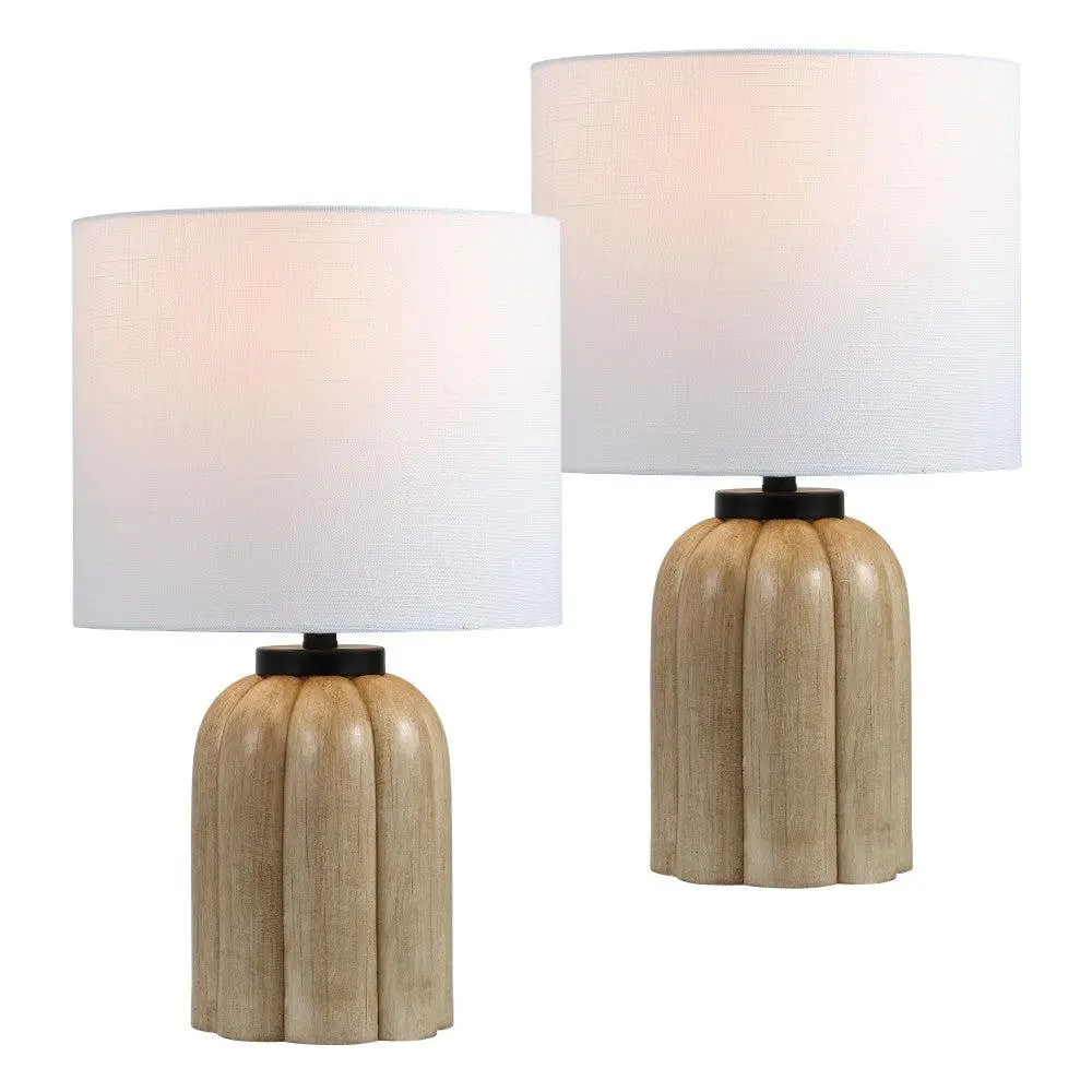 Royce 18.25" Rustic Farmhouse Fluted Scalloped Gourd Resin/Metal LED Table Lamp Royce 18.25" Rustic Farmhouse Fluted Scalloped Gourd Resin/Metal LED Table Lamp