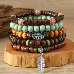 Minimalist Stylish Bohemian Multi-Color Beaded Bracelet with Feather Charm - Sports Wristband for Outdoor Activities
