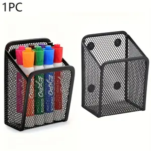 2PCS Magnetic Pencil Holder, Mesh Stainless Steel Pen Basket, Metal Utensil Storage Organizer For Whiteboard, Blackboard, Kitchen, Locker, Home And Office, Stationery Storage Organizer, Desk Organizers