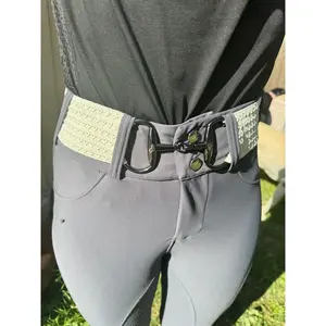 Cream texture with sparkle 2” equestrian black gun metal Snaffel bit belt buckle and