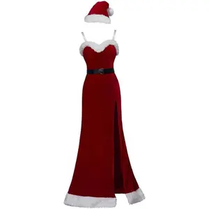 Women's Jessica Rabbit Christmas Cosplay Costume Red Sexy Dress with Hat