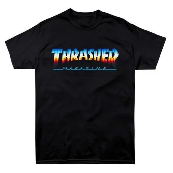 Thrasher Rainbow Logo Graphic T Shirt Skateboarding Streetwear Cotton Casual Unisex Crew Neck Graphic Tee