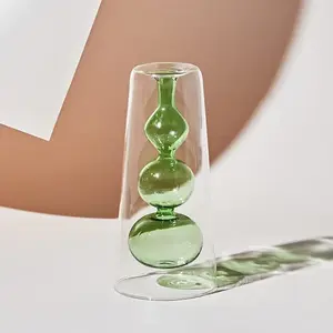 Double Wall Bubble Glass Bud Vase