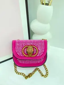 Elegant Rhinestone Crossbody Shoulder Bag, Casual Plain Design, High-Quality Minimalist Vintage Style, Portable Colorblock Mini Square Bag, Crossbody Shoulder Purses