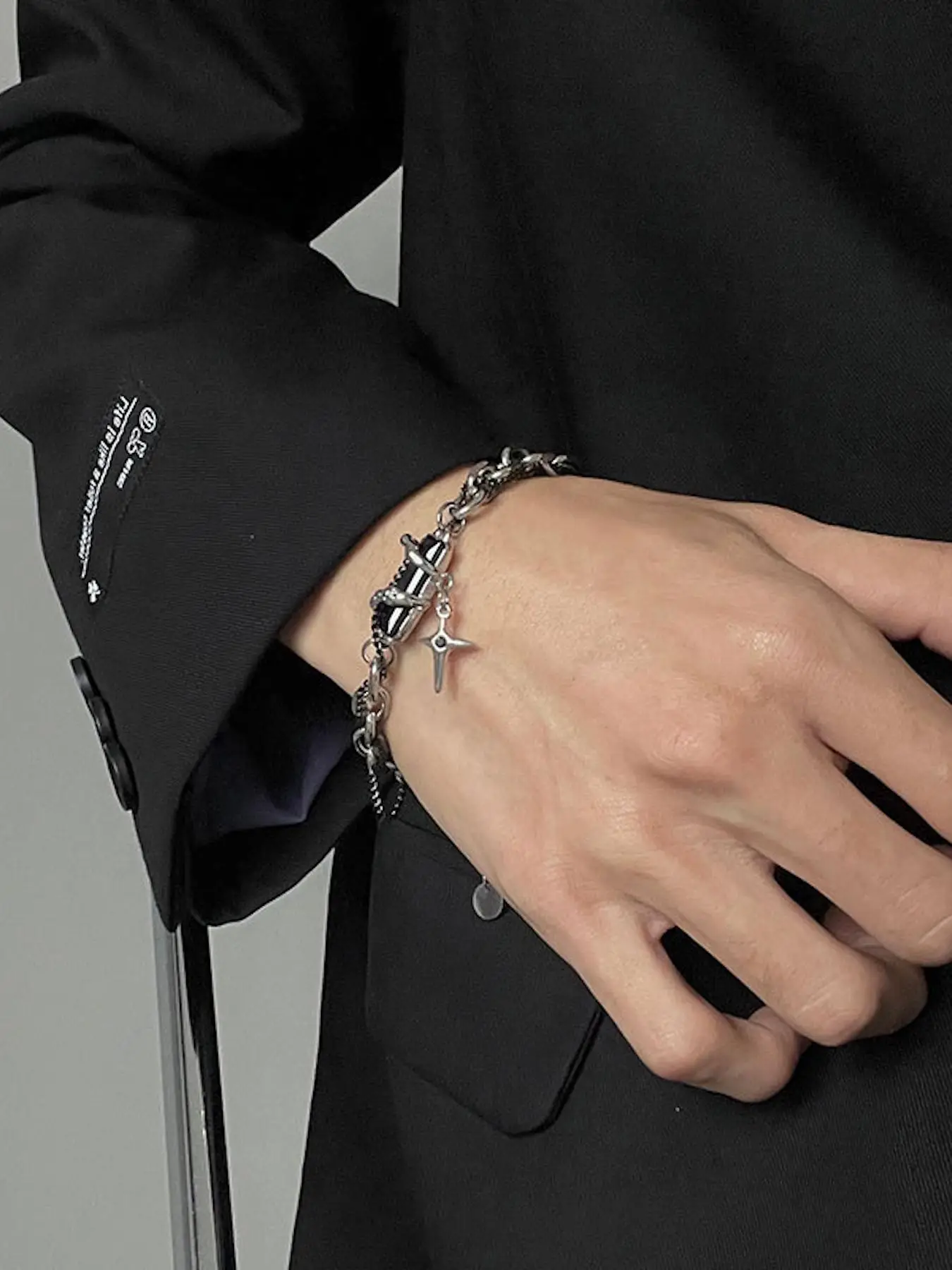 Easter Fashion Celestial Body and Rhinestone Decorated Titanium Steel Bracelet, Summer Trendy Chain Wrap Design Bracelet, Street Hip Hop Party Jewelry