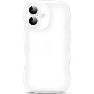 Phone Cases for iPhone 17 Pro Max 16 15 14 13 12 11 Pro Max Plus  Case Cute Kawaii Curly Wave Frame Shape Soft Silicone Shockproof Protective Phone Cover Case for iphone 17 Pro Max Women Girls, Clear