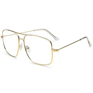 Dollger Blue Light Glasses for Men Classic Clear Lens Non Prescription Metal Aviator Square Frame Glasses Women