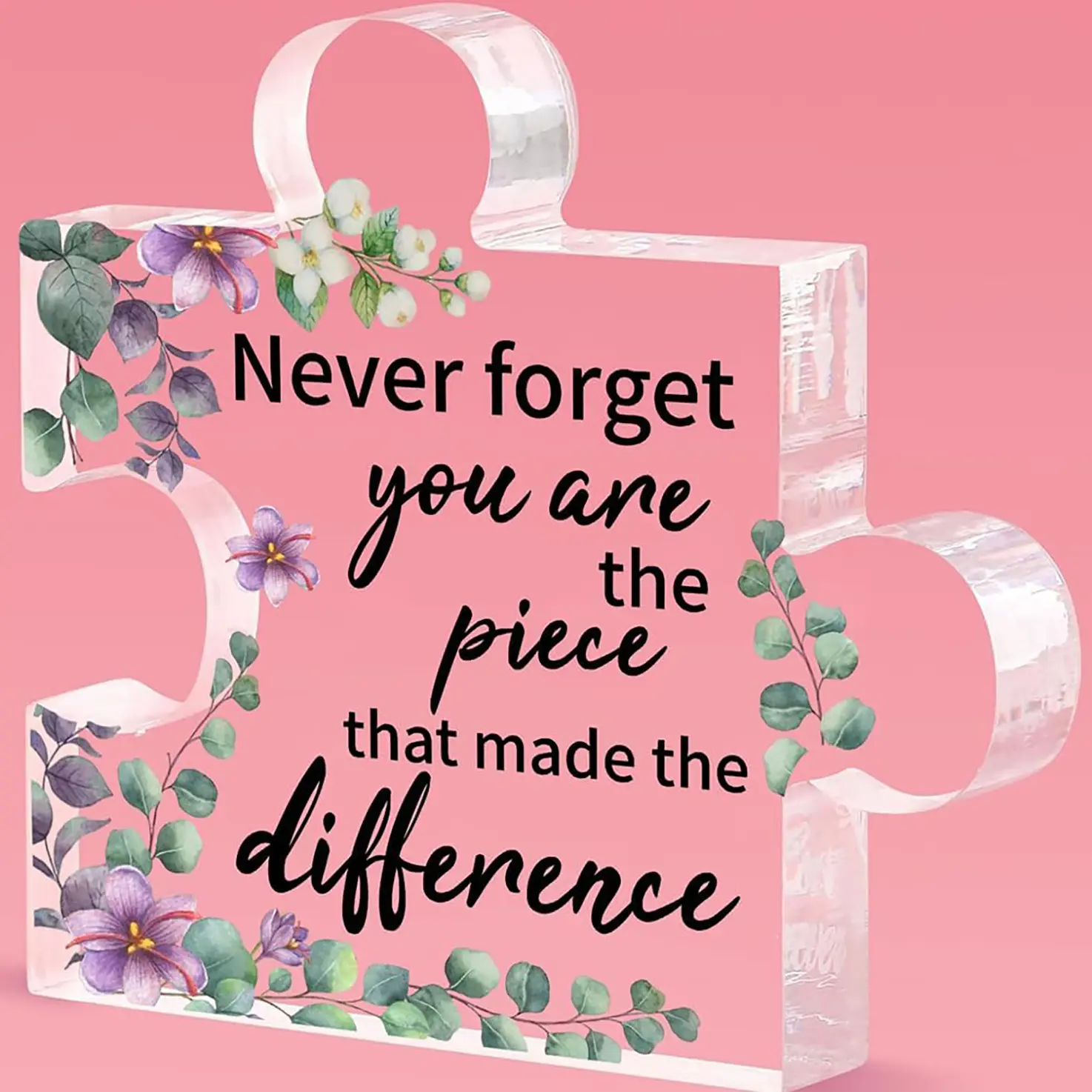 Coworker Leaving Gifts - Never Forget You are The Piece Sign Going Away Retirement Gifts Engraved Acrylic Puzzle Piece  - Thank You Appreciation Gift for Women Men, Acrylic Puzzle Plaque