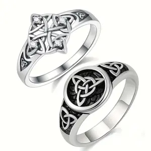 Zircon Celtic knot trinity ring witch knot amulet men and women couple ring suitable for daily gift giving party