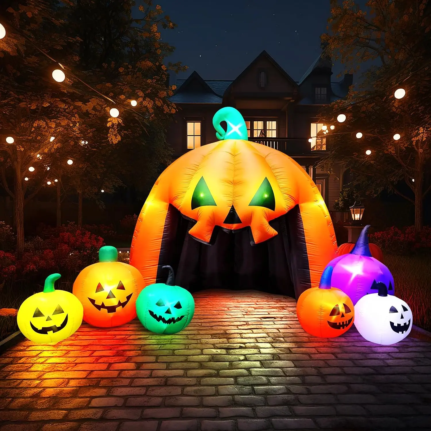 MGparty 14.5FT Halloween Inflatables Pumpkin Decorations Outdoor Built-in LED Lights Blow Up Pumpkin Inflatable Giant Halloween Yard Decoration for Indoor Outdoor Holiday Lawn Garden Decorspooky season decor, spooky yard decor, halloween yard decor, hallo