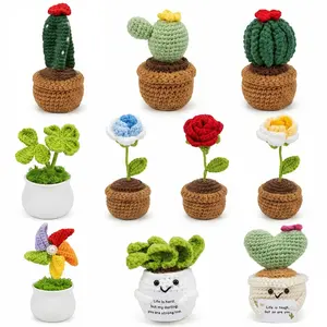 10 Pcs Crochet Succulent Plants with Motivational Cards | Zero-Maintenance Desk Decor & Emotional Support Gift for Office Home Shelf | Aesthetic Office Shelf Decoration & Stress Relief Gift