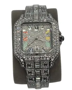 Silver Bussdown Designer Roman Numeral Colors Square Bezel Watch