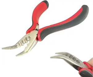 Hair Extension Pliers with 3 Holes Mini Plier for Micro Nano Ring Hair Extension Opener and Removal Tool (1pcs, Black-red)