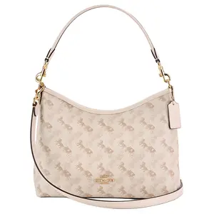 COACH LAUREL 31 Classic Monogram Embossed Canvas and Leather Crossbody Bag, Large Size, Women's, Cream Color