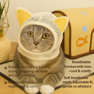 Breathable Cat Head Cover, Anti-Licking, Anti-Scratching, Anti-Chewing, Transparent Vision, Pet Mask, Comfortable Pet Accessory