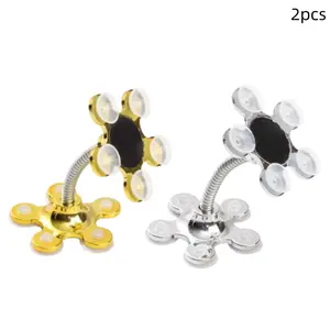 2pcs Magic Suction Cup Phone Holder, Sunflower Design, Lazy Desktop Vacuum Dual-Sided Suction Stand, Car Mount, Tabletop Support