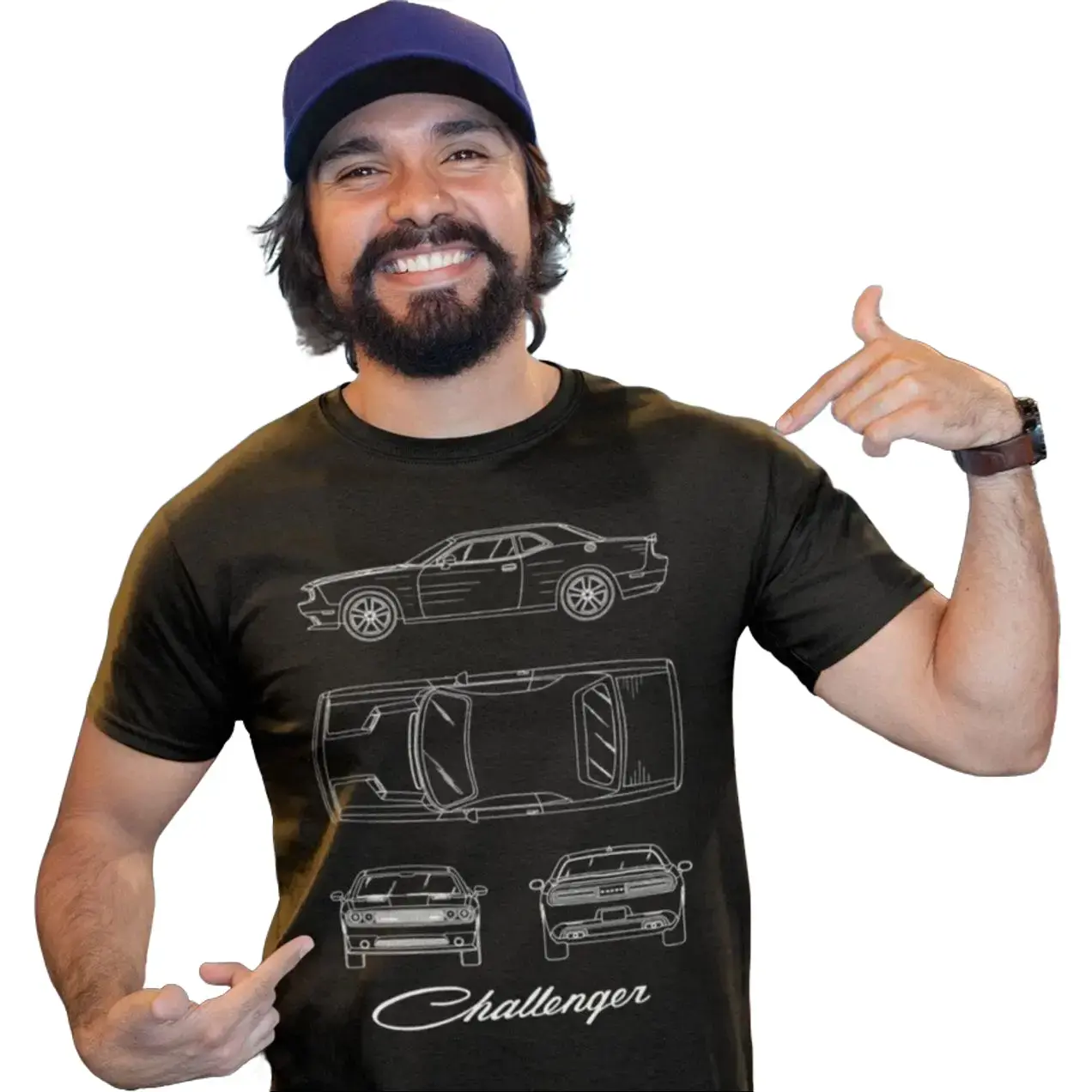 Challenger RT American Muscle Car Blueprint Automobile Unisex T-Shirt Sweatshirt Hoodie, Gift for Car Lovers