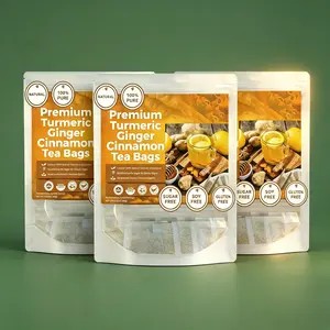 Premium Turmeric Ginger Cinnamon Tea Bags 60*3 | Sugar Gluten Free | Natural Anti-Inflammatory Wellness Drink | Vegan Friendly | Herbal Beverage for Healthy Living
