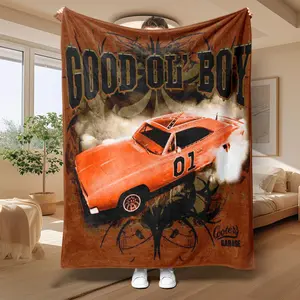 Car Pattern Slogan Print Blanket, 1 Count Soft Throw Blanket, Air-conditioned Room Blanket, Warm Nap Blanket for Home Office Travel Camping