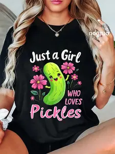 100% Cotton Just a Girl Who Loves Pickles Funny Pickle Costume T-Shirt