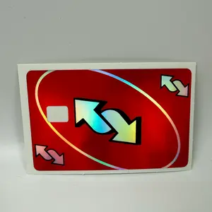 Credit Card Vinyl Skins Red reverse Card Holographic Decal With Easy Pull Tabs