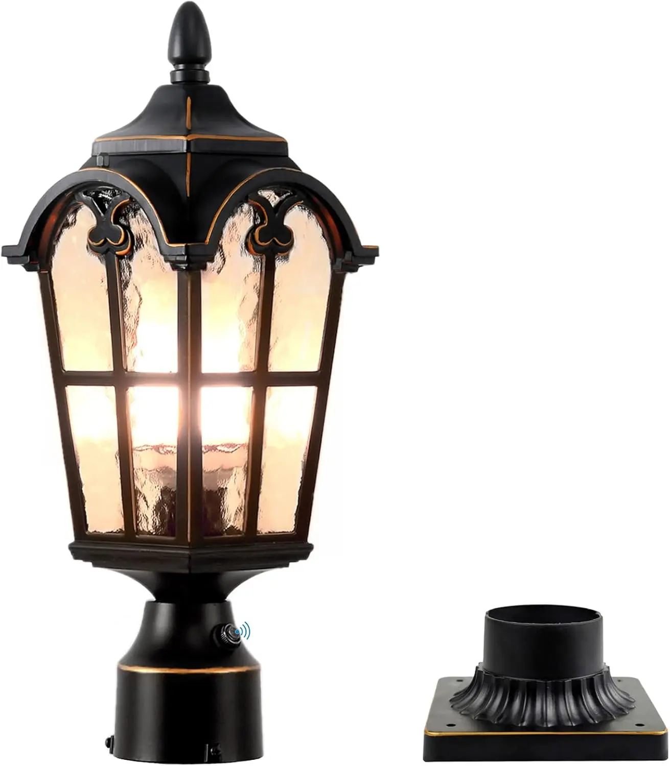Dusk to Dawn Outdoor Lamp Post Lights Waterproof Exterior Pole Lantern Lighting Fixtures with 3-Inch Pier Mount Base for Garden Patio Yard Pathway Driveway