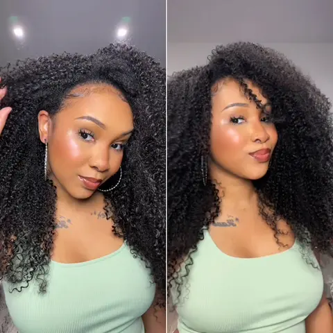 Frodio  Veralux™ Synthetic Fiber + Human Hair 3-in-1 Kinky Curly Half Wig #summervibes#SohoChic
