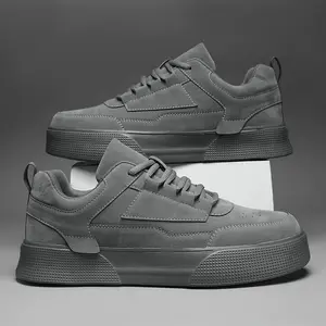 Thick Sole Height Boost Men's Stylish Skate Shoes - Lace-Up Solid Color Casual Sneakers with Comfortable EVA Sole for All Seasons Closed Boy