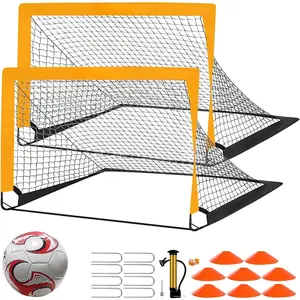 2 Pack 4'x3'  Soccer Goals, Durable Pop Up Soccer Net Set with Size 3 Ball, Pump, 8 Cones & Carry Bag, Portable Backyard  Equipment for  Youth