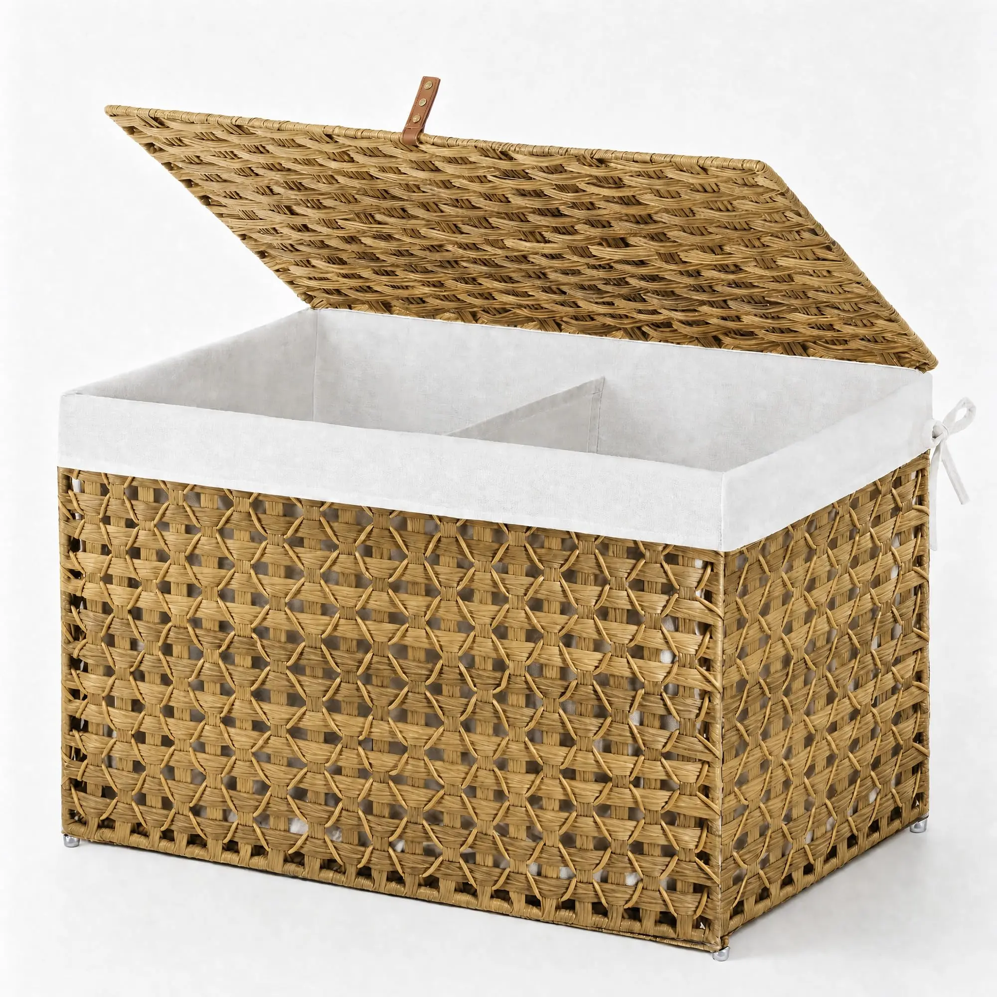 GARVEE 104L Large Wicker Storage Basket with Lid, Toy Chest Storage with Handles