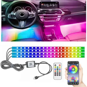 5.7FT LED Interior Light for , 48LEDs RGB USB Under Dash Lighting, Footwell Neon Internal Lights Kit,  APP and Remote Dual Control, Multicolor  and Mic Mode