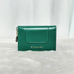 Pre-owned Bvlgari Serpenti Forever Emerald Green Card Holder | Luxury Leather Wallet with Snake|21206558