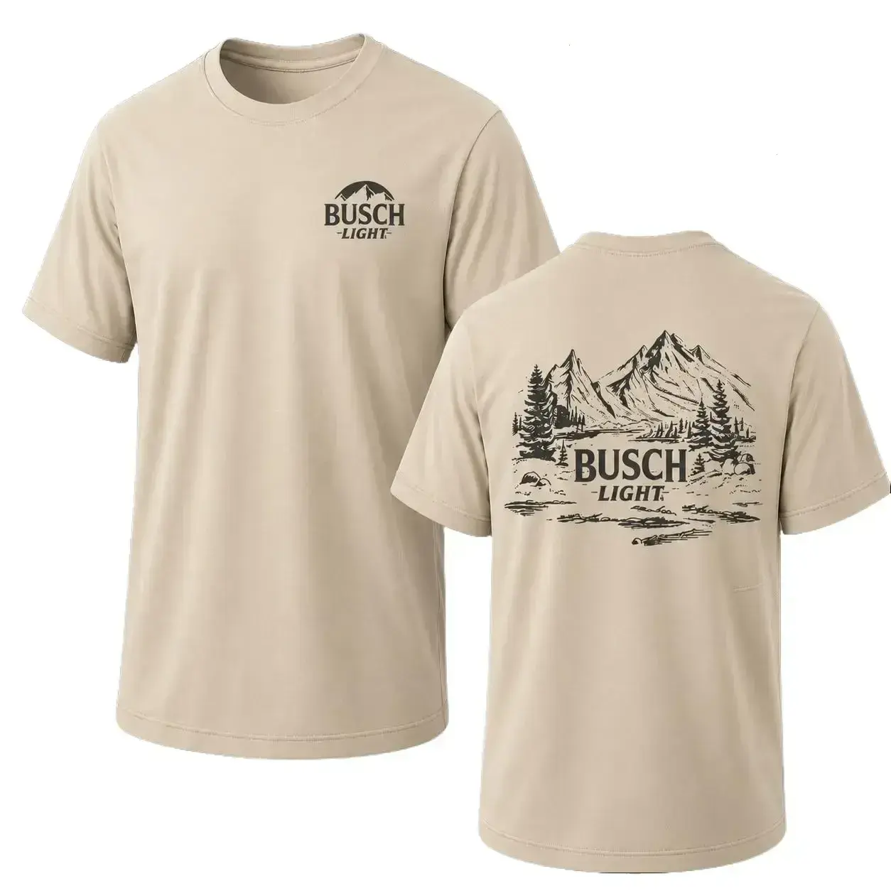 Busch Light Mountain Range Graphic T-Shirt, Men's Outdoor Adventure Tee, Gift for Beer Lovers, Camping & Hiking Shirt. - KitchenEra