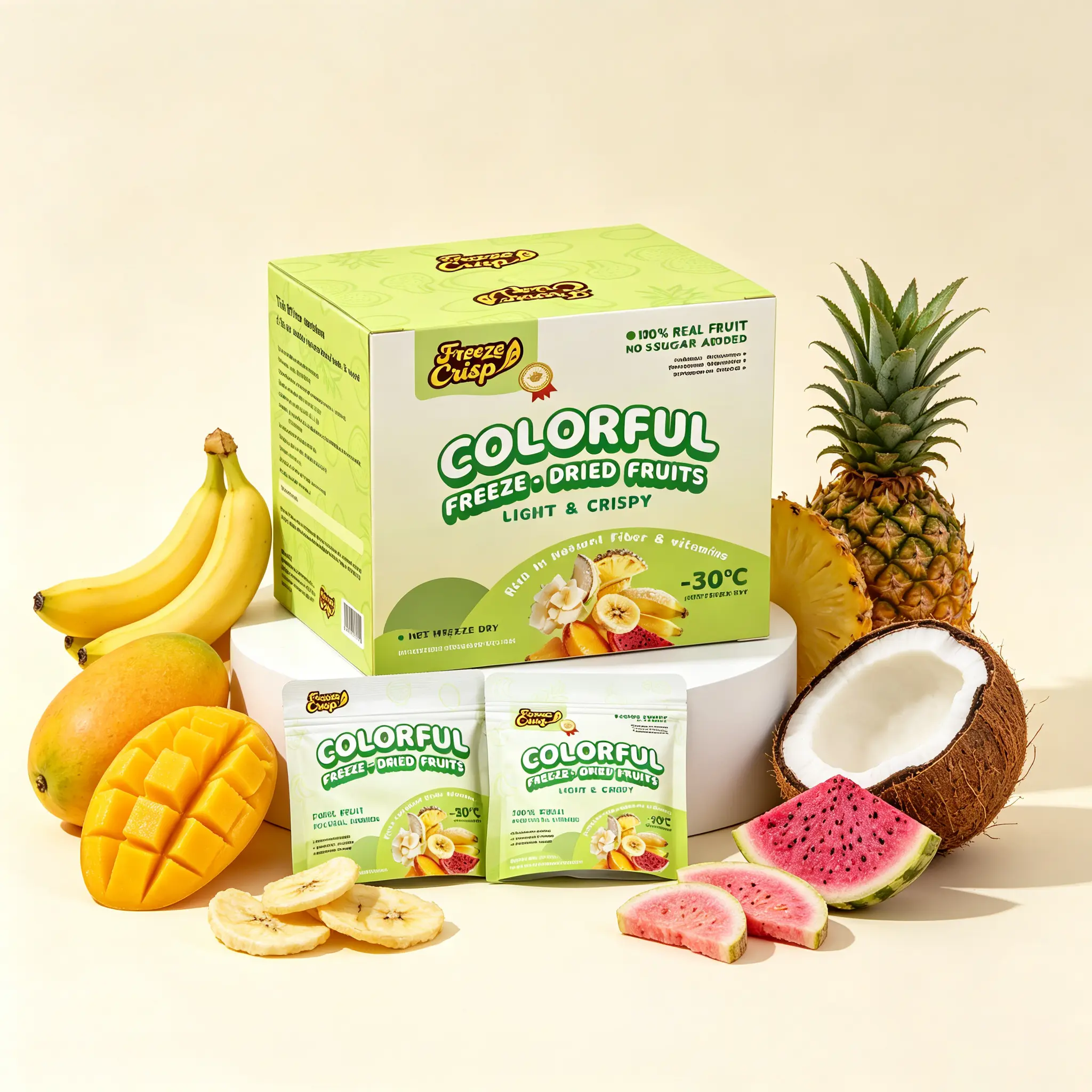 5 Packs Colorful Freeze Dried Fruit Crisps -30°C Low Temp Lock Fresh Healthy Snack Gift Box